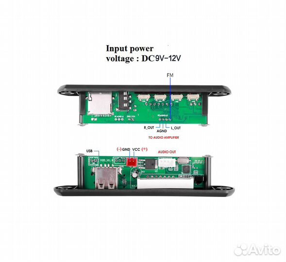 Модуль плеер Bluetooth мр3 FM радио USB Aux