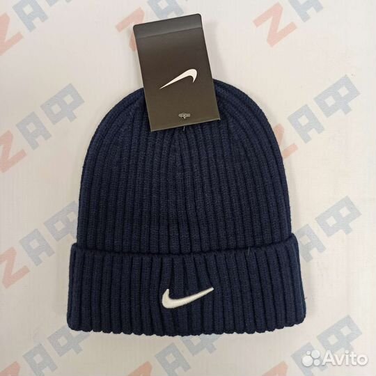 Шапка nike 9285, размер 55-60, тёмно-синяя