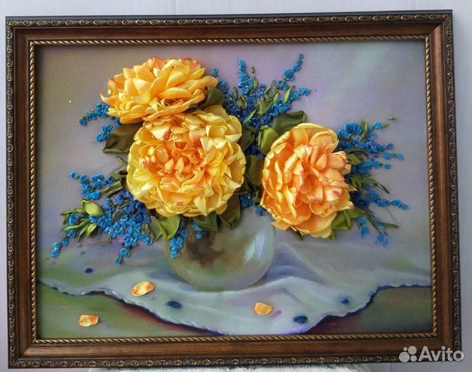 Картины вышитые лентами