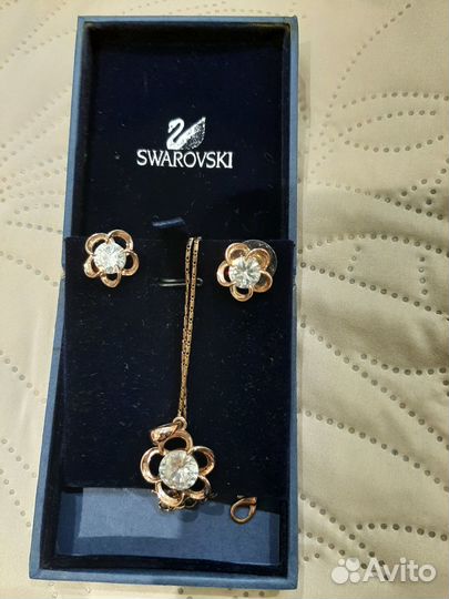 Цепочка, серьги, кулон swarovski