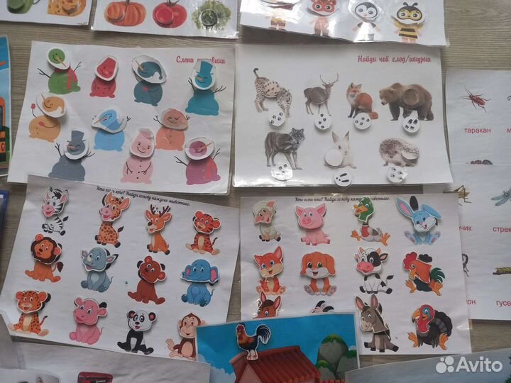 Развивающие игры/занятия на липучках,карточки 1-2г