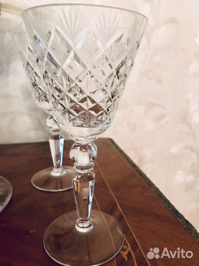Ваза и фужеры, хрусталь ручной работы