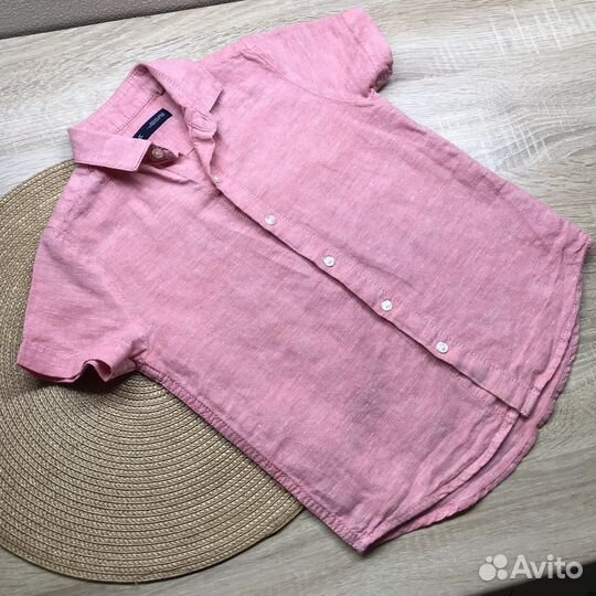 Стильная рубашка next 110 р-р лен и хлопок