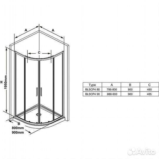 Душевой уголок Ravak Blix Slim 90x90 blscp4-90 X3