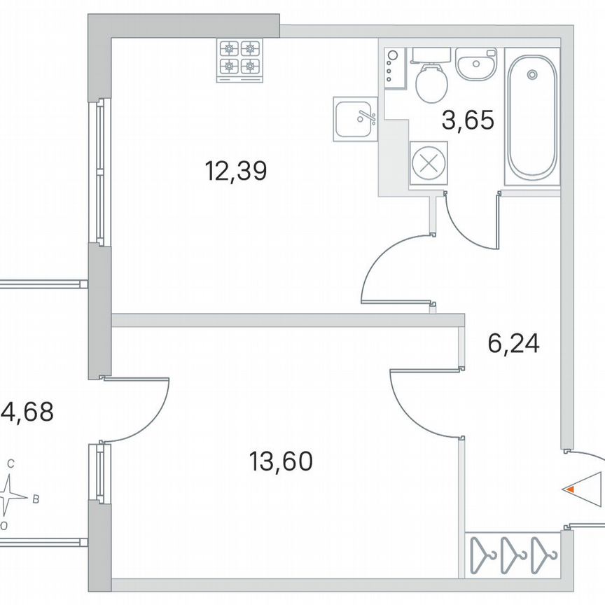 1-к. квартира, 37,3 м², 2/4 эт.