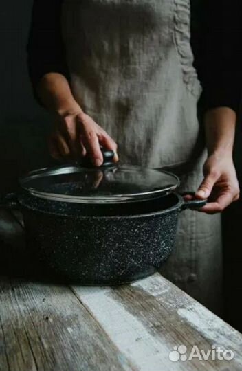 Казан чугунный 3л Satoshi со стеклянной крышкой
