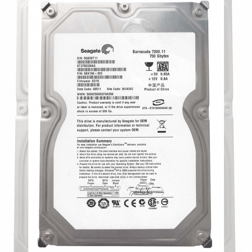 [ST3750330AS] Жесткий Диск Seagate 750gb Sata2 3,5" St3750330as