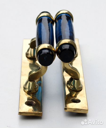 Ручки бронзовые Братья Бодровы Тула синее стекло