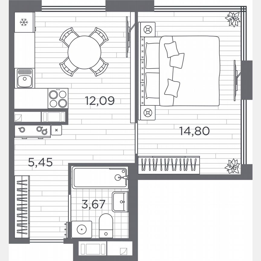 1-к. квартира, 36 м², 5/5 эт.