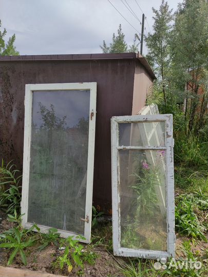 Оконные рамы деревянные б/у со стёклами