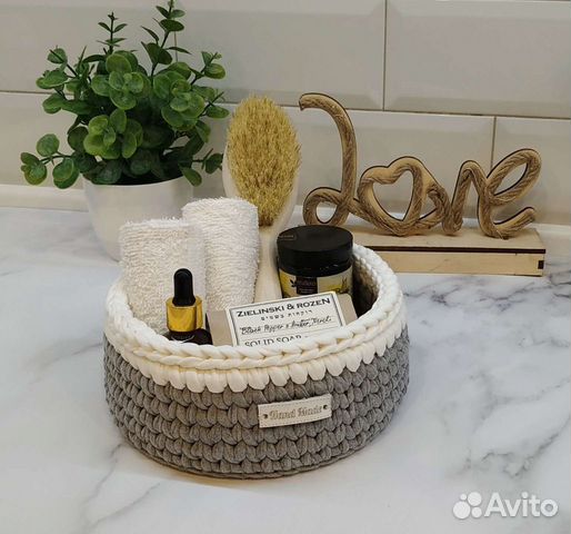 Вязаные трикотажные корзинки на заказ