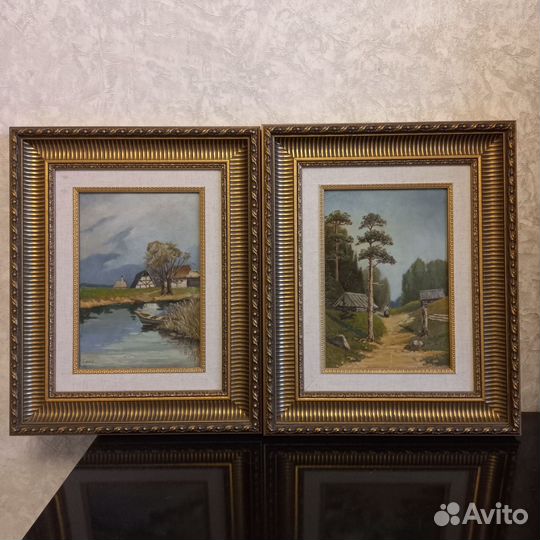 Пара антикварных картин до 1917 г