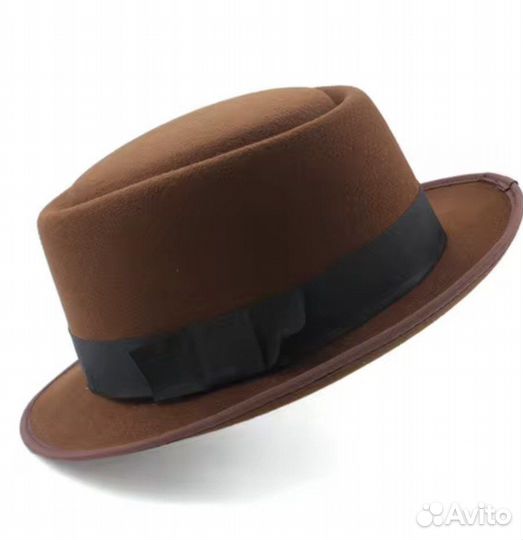 Шляпа пирожок коричневая