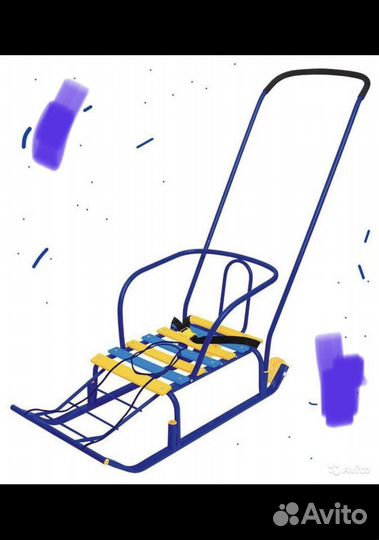 Детские санки с доп. колесами от года. Новые
