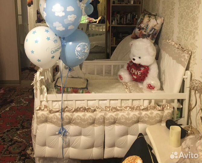 Кроватка детская классическая с матрасом