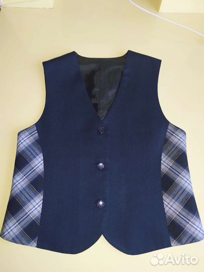Жилетка школьная синяя на девочку 134 см