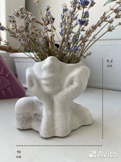 Кашпо гипсовое Девушка, лакированное, подсвечник