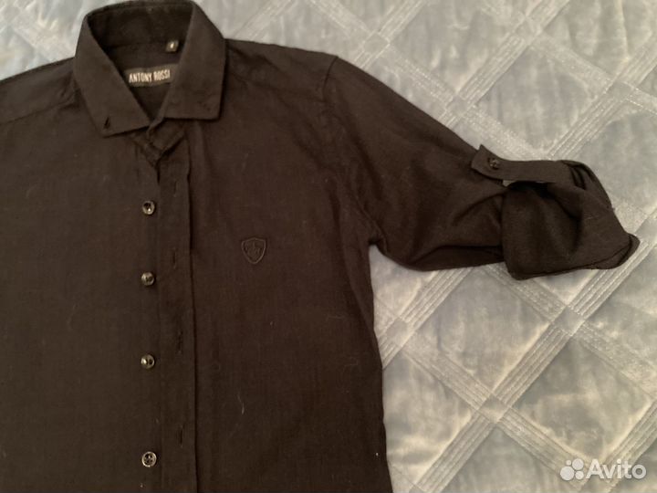 Рубашка лен черная