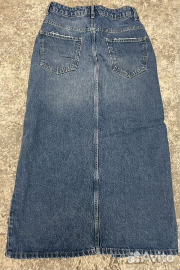 Джинсовая юбка миди zara 44