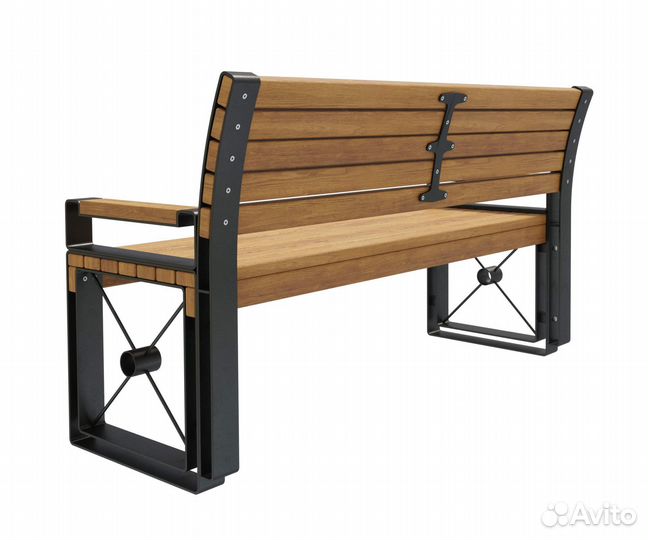 Скамейка стальная «София» с подлокотниками Тик