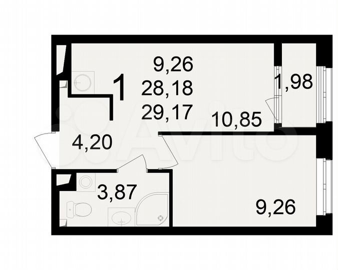 1-к. квартира, 29,2 м², 5/23 эт.