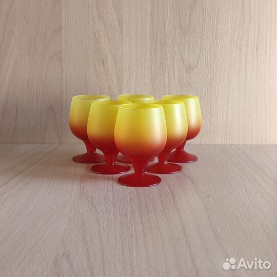 Набор рюмок из цветного матового стекла 6 шт