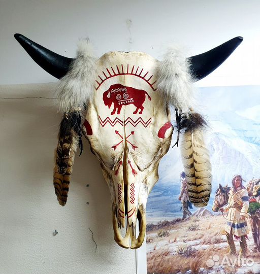Натуральный череп этнографический HardSkin Бизон