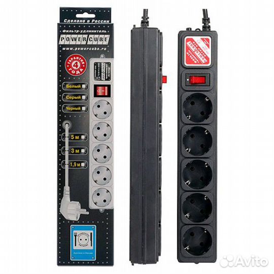 Сетевой фильтр Power cube 5 гнезд 5 м