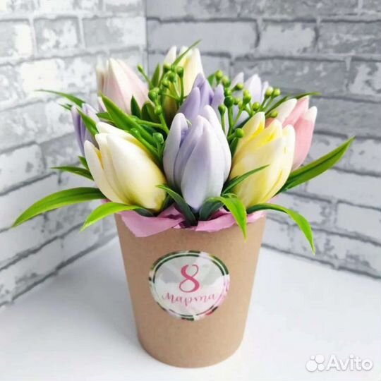 Букет из мыла ручной работы - тюльпаны