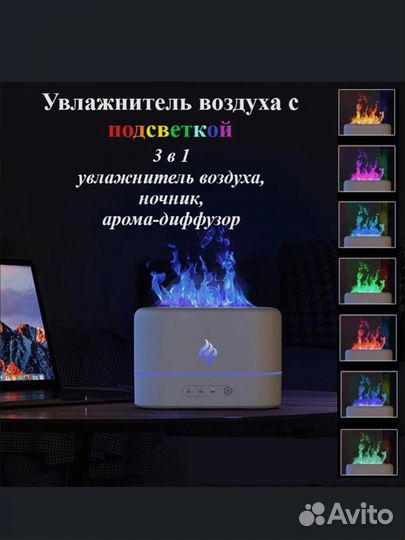 Аромадиффузор/увлажнитель воздуха/ночник белый