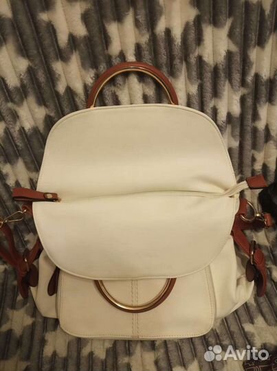 Сумка женская белая кож зам