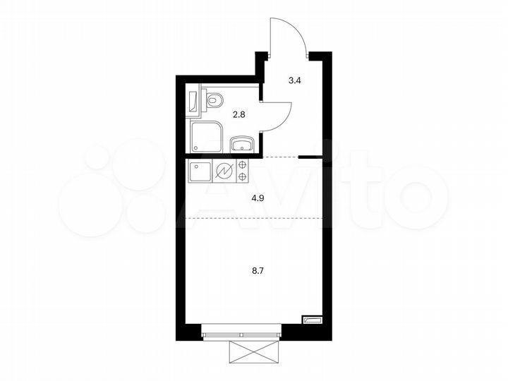 Квартира-студия, 19,8 м², 19/33 эт.