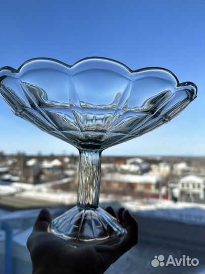 Ваза для фруктов на ножке СССР хрусталь