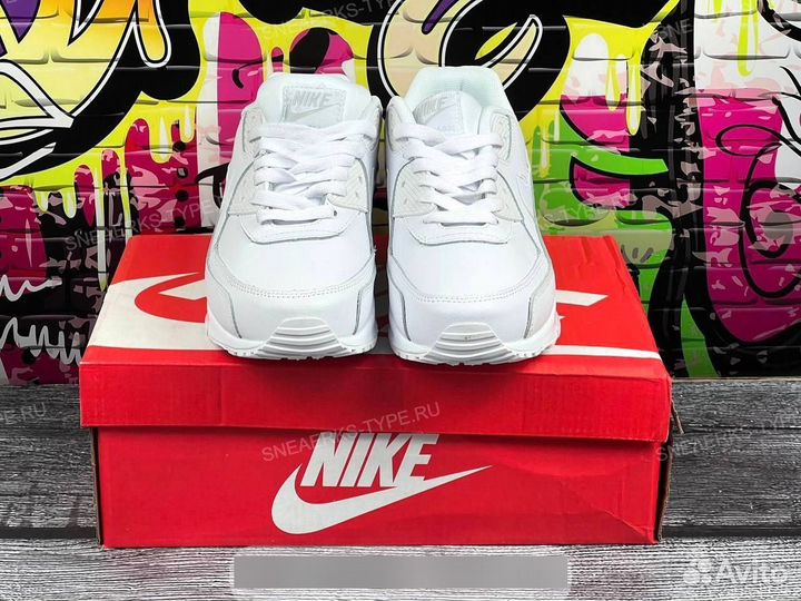 Кроссовки Nike Air Max 90 Leather White (36-45)