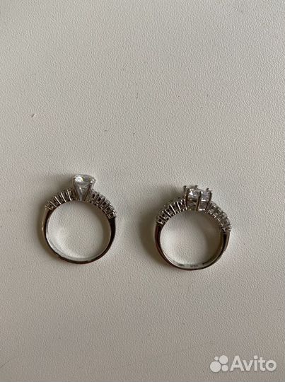 Кольца из серебра 925 с фианитами (цена за 2)