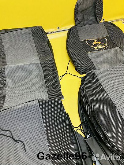 Чехлы на Газель 3302 3х местка серо-черные к-т