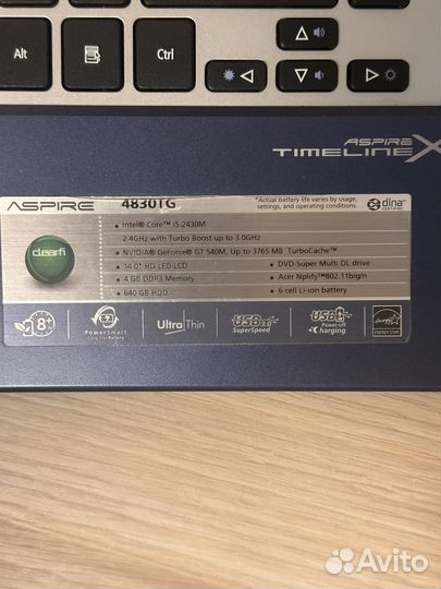 Ноутбук acer aspire 4830TG Intel Core i5 N Geforce