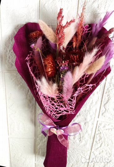 Букет цветов сухоцветов Сердце