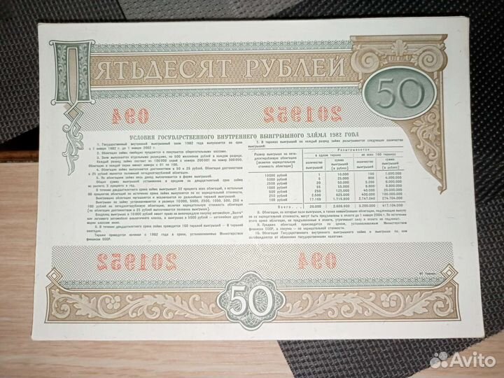 Облигации 1982 СССР
