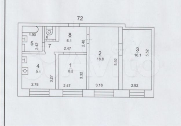 3-к. квартира, 65,5 м², 1/5 эт.