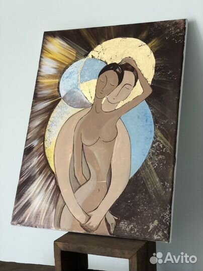 Интерьерная картина акрилом любовь пара позолота