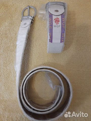 Ремень женский кожаный белый, 108см