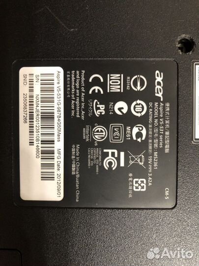 Шустрый Ноутубк Acer V5-531G