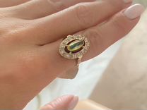 Золотое кольцо с изумрудом и бриллиантами СССР