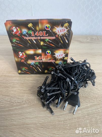 Гирлянда нить для елки, украшение разноцветная