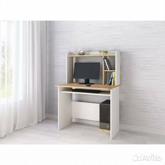 Грета-2 Компьютерный стол белый/крафт золотой