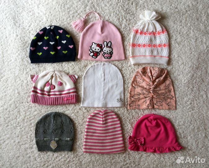 Шапки теплые/демисезон на 6 месяцев - 3 года