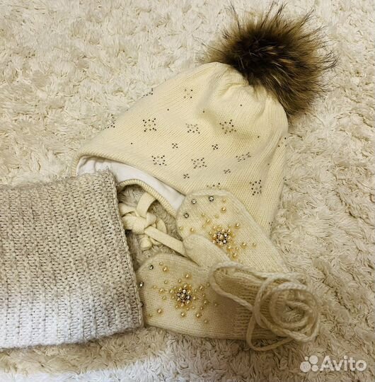 Комплект шапка,снуд и варежки