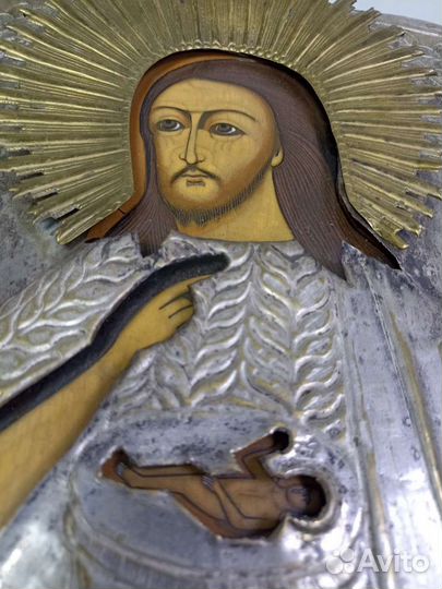 Икона старинная.Иоанн Предтеча.Креститель.35 см