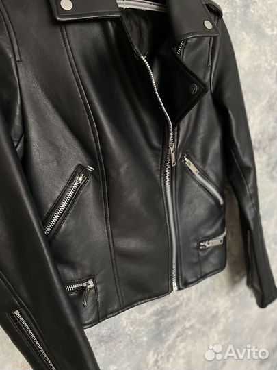 Кожаная куртка косуха Mango